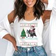 Xmas Tree Lighting Santa Riding Boston Terrier Christmas Flowy Tank, funny gift