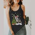 Boston Terrier Christmas Tree Lights Santa Hat Flowy Tank, funny design