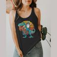 Boston Terrier Dog Riding Dinosaur T Rex Boys Flowy Tank, funny design