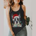 Boston Terrier Dog Santa Christmas Tree Lights Xmas Flowy Tank, funny design