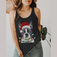 Boston Terrier Santa Christmas Tree Lights Xmas Boys Men Dog Flowy Tank, funny design
