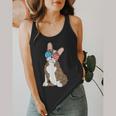 Brindle Boston Terrier Dog Patriotic Shirt USA Flag Flowy Tank, funny design