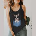 Cute Pocket Boston Terrier Lover Dog Mom Flowy Tank, funny design
