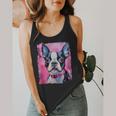 Dog Pink Boston Terrier Flowy Tank, funny design