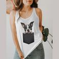 Boston Terrier Dog Puppy Dog In Pocket Cute Pet Lover Flowy Tank, funny design