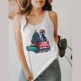 Boston Terrier Merry Christmas Tree Truck Santa Dog X-Mas Flowy Tank, funny design