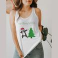 Boston Terrier Santa Hat Dabbing Around The Christmas Tree Flowy Tank, funny design