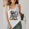 Boston Terrier Skeleton Mummy Witch Halloween Flowy Tank, funny design