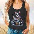 Biker Boston Terrier Dog Riding Motorbike Flowy Tank, gift for family, gift for coworker