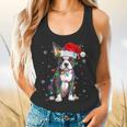 Boston Terrier Christmas Santa Hat Tree Lights Pajama Flowy Tank, gift for family, gift for coworker