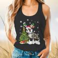 Boston Terrier Christmas Tree Lights Santa Hat Flowy Tank, gift for family, gift for coworker