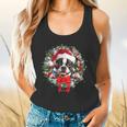 Boston Terrier Christmas Wreath Decoration Xmas Pajamas Flowy Tank, gift for family, gift for coworker