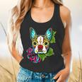 Boston Terrier In Red Day Of The Dead Sugar Skull Dog Flowy Tank, gift for family, gift for coworker