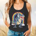 Boston Terrier Riding Dinosaur T-Rex Boys Kids Rainbow Flowy Tank, gift for family, gift for coworker