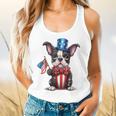 Boston Terrier Puppy Dog Holds His American Flag 4th Of July Flowy Tank, gift for family, gift for coworker