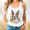 Floral Boston Terrier Flowy Tank, gift for family, gift for coworker