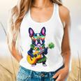 Hawaiian Boston Terrier & Pineapple Ukulele Summer Vacation Flowy Tank, gift for family, gift for coworker