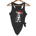 Boston Terrier Christmas Santa Hat Tree Lights Pajama Flowy Tank, novelty gifts, funny gifts