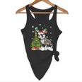 Boston Terrier Christmas Tree Lights Santa Hat Flowy Tank, novelty gifts, funny gifts