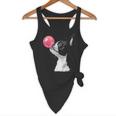 Boston Terrier Dog Blowing Chewing Bubble Gum Pink Flowy Tank, novelty gifts, funny gifts
