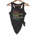 Boston Terrier Dog Owner Coffee Lovers Quote Vintage Retro For Men Women Flowy Tank, novelty gifts, funny gifts