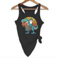 Boston Terrier Dog Riding Dinosaur T Rex Boys Flowy Tank, novelty gifts, funny gifts