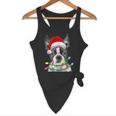 Boston Terrier Dog Santa Christmas Tree Lights Xmas Flowy Tank, novelty gifts, funny gifts