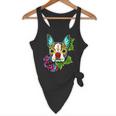Boston Terrier In Red Day Of The Dead Sugar Skull Dog Flowy Tank, novelty gifts, funny gifts