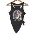 Boston Terrier Riding Dinosaur T-Rex Boys Kids Rainbow Flowy Tank, novelty gifts, funny gifts