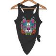 Boston Terrier Sugar Skull Dog Day Of The Dead Flowy Tank, novelty gifts, funny gifts