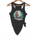 Whimsical Forest Adventures Sasquatch Bigfoot Walking Boston Terrier Dog Lovers Flowy Tank, novelty gifts, funny gifts