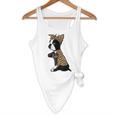 Boston Terrier Lover I Love Mom Tattoo Leopard Flowy Tank, novelty gifts, funny gifts