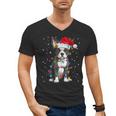 Boston Terrier Christmas Santa Hat Tree Lights Pajama Men's V-Neck T-Shirt, Boston Terrier Christmas Gifts, trending gift