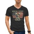 Boston Terrier Dad Dog Lovers American Flag 4th Of July For Women Men Men's V-Neck T-Shirt, Couple Gifts, Boston Terrier Dad Gifts, American Boston Terrier Gifts, Boston Terrier 4th Of July Gifts, trending gift