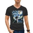 Boston Terrier Dog Art Van Gogh Starry Night Boston Terrier Men's V-Neck T-Shirt, trending gift