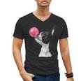 Boston Terrier Dog Blowing Chewing Bubble Gum Pink Men's V-Neck T-Shirt, trending gift