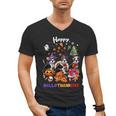Boston Terrier Dog Christmas Happy Hallothankmas Halloween For Men Women Kids Men's V-Neck T-Shirt, Boston Terrier Christmas Gifts, Boston Terrier Halloween Gifts, trending gift
