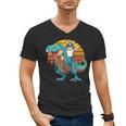 Boston Terrier Dog Riding Dinosaur T Rex Boys Men's V-Neck T-Shirt, Boston Terrier Riding Gifts, trending gift