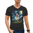 Boston Terrier Dog Starry Night Painting Men's V-Neck T-Shirt, trending gift