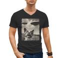 Boston Terrier Dog UFO Alien Extraterrestrial Selfie Men's V-Neck T-Shirt, trending gift
