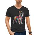 Boston Terrier Floral Vintage Dog Mom Distressed Men Women Kids Men's V-Neck T-Shirt, Couple Gifts, Mom Gifts, Boston Terrier Mom Gifts, trending gift