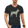 Boston Terrier Flower Silhouette Floral Dog Men Women Girls Kids Men's V-Neck T-Shirt, trending gift
