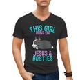 Boston Terrier This Girl Runs On Jesus And Boston Terriers Men's V-Neck T-Shirt, trending gift