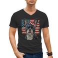 Boston Terrier Patriotic 4th Of July USA American Flag Men's V-Neck T-Shirt, Patriotic Boston Terrier Gifts, American Boston Terrier Gifts, Boston Terrier 4th Of July Gifts, trending gift