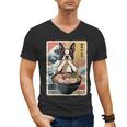 Boston Terrier Ramen Noodles Japanese Art Retro Ocean Waves Men's V-Neck T-Shirt, trending gift