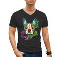 Boston Terrier In Red Day Of The Dead Sugar Skull Dog Men's V-Neck T-Shirt, trending gift