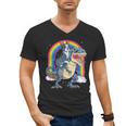 Boston Terrier Riding Dinosaur T-Rex Boys Kids Rainbow Men's V-Neck T-Shirt, Boston Terrier Riding Gifts, trending gift