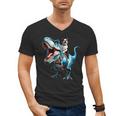 Boston Terrier Riding T-Rex Dinosaur Dog Lover Men's V-Neck T-Shirt, Boston Terrier Riding Gifts, trending gift