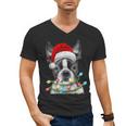 Boston Terrier Santa Christmas Tree Lights Xmas Boys Men Dog Men's V-Neck T-Shirt, Boston Terrier Christmas Gifts, trending gift