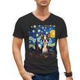 Boston Terrier Starry Night Van Gogh Art Men's V-Neck T-Shirt, trending gift